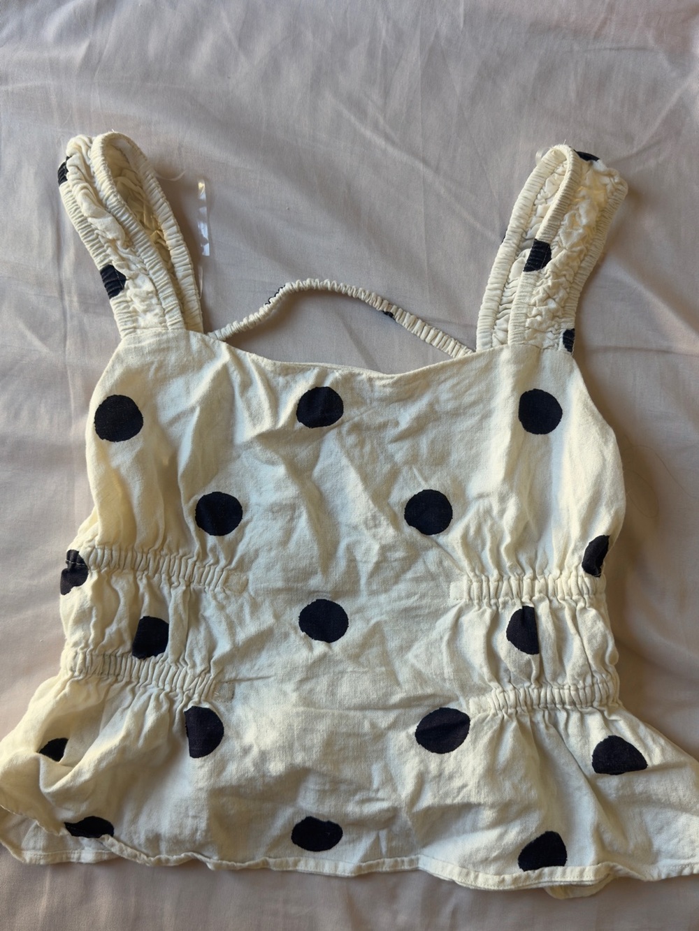 Polka Dot Cream Peplum Top